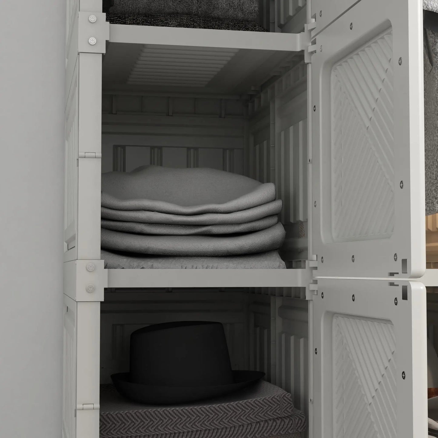 Portable Wardrobe, Foldable Clothes Organizer, 5 Compartments, Hanging Rod, White Clothing Storage at Gallery Canada