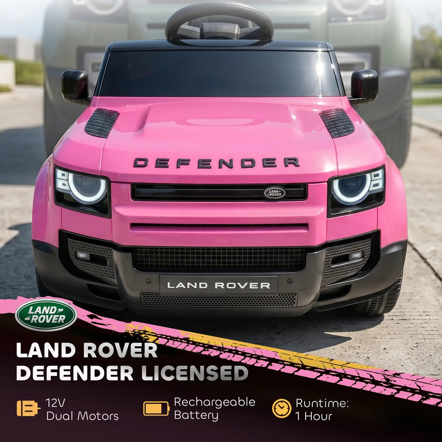 Voiture électrique Land Rover sous licence 12V, rose