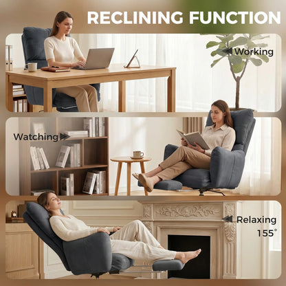 Ergonomic Reclining Office Chair W/ Foot Rest, Dark Grey