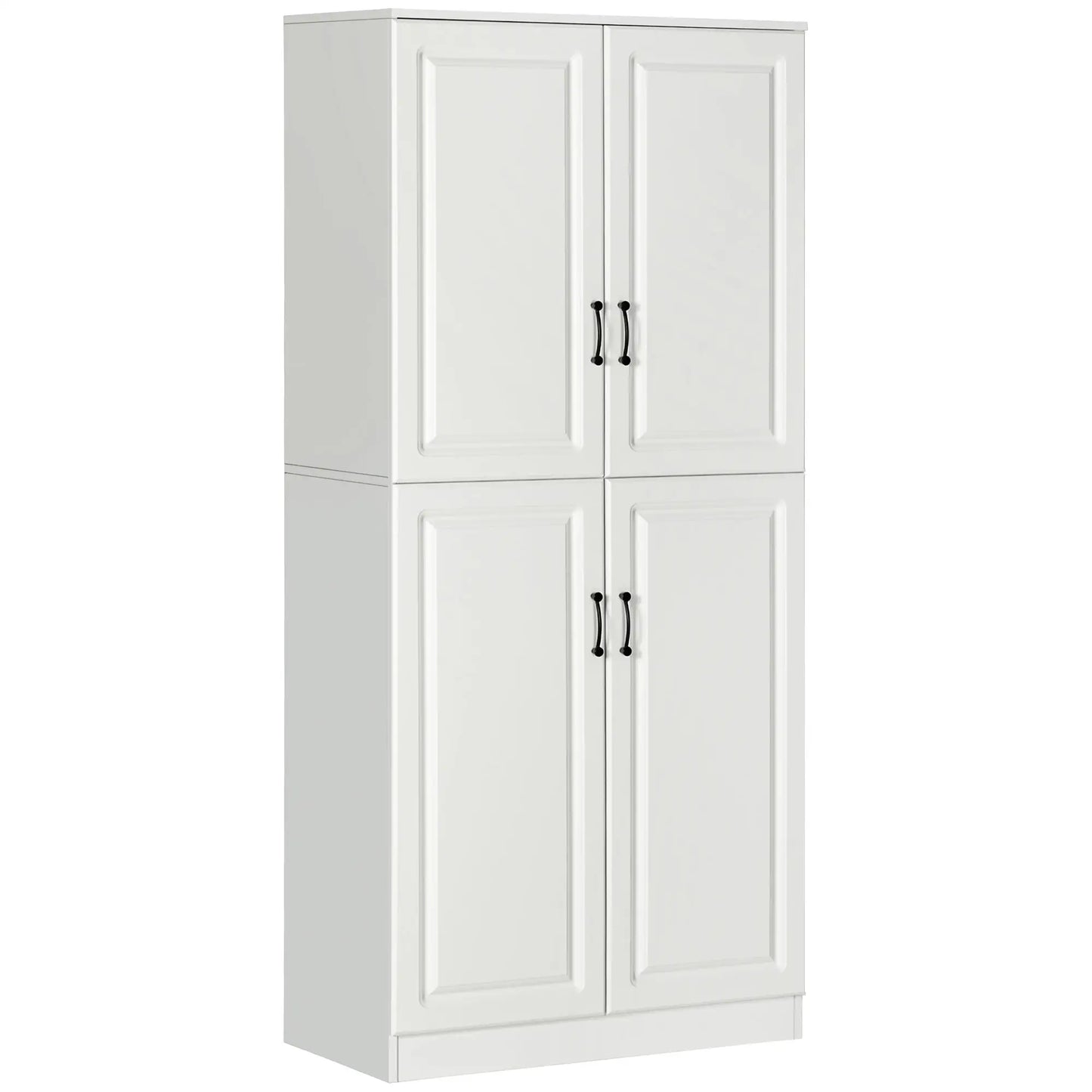 71" Freestanding Kitchen Pantry Cabinet, 4 Doors, Adjustable Shelves, White Kitchen Pantry Cabinets White at Gallery Canada