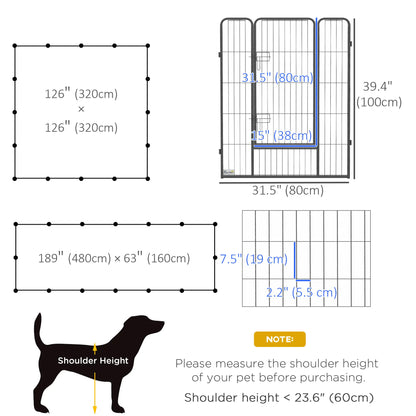 16 Panel 39" Heavy Duty Dog Playpen, Small Medium Large Dogs, Grey Houses, Kennels & Pens at Gallery Canada