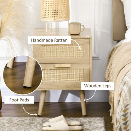 Boho Nightstand Set of 2, Side Table with 2 Drawers, Living Room, Bedroom Bedside Tables at Gallery Canada