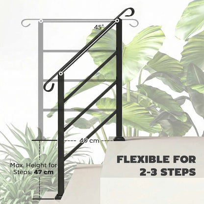 Adjustable Outdoor Stair Railing, 2 to 3 Steps, Black Garden Decor at Gallery Canada