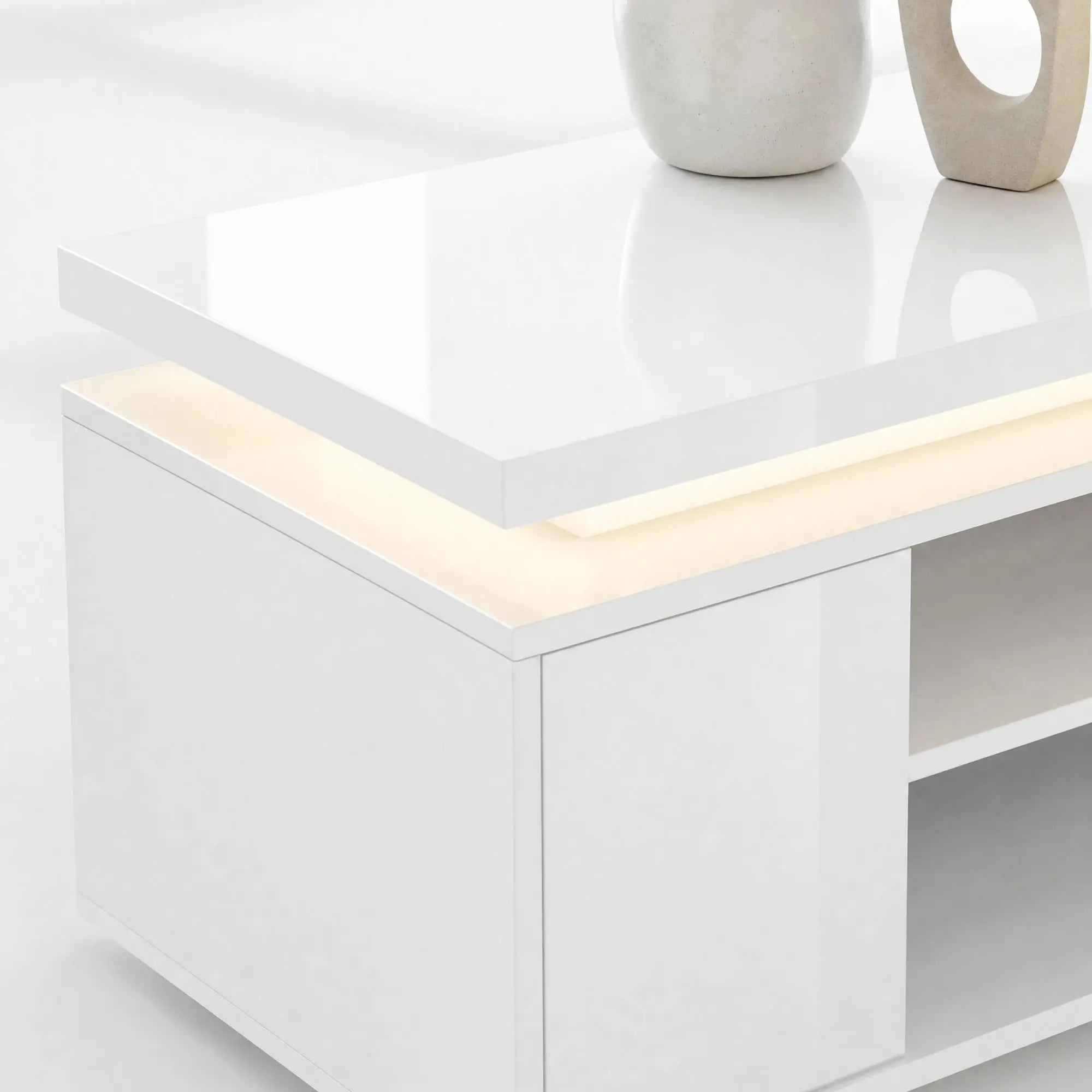 TV Stand For TVs Up To 60 In, Led Lights, Power Outlets, High Gloss White, White TV Stands at Gallery Canada