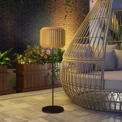 Wicker Outdoor Floor Lamp, Solar Lantern LED Lights, IP44, Yellow Solar Post Lamps at Gallery Canada