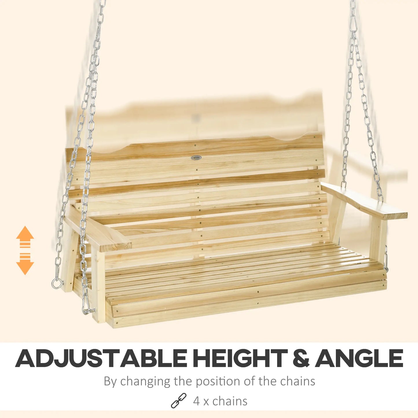 2-Seater Porch Swing, Adjustable Hanging Chains, Natural Wood Hanging Porch Swings at Gallery Canada