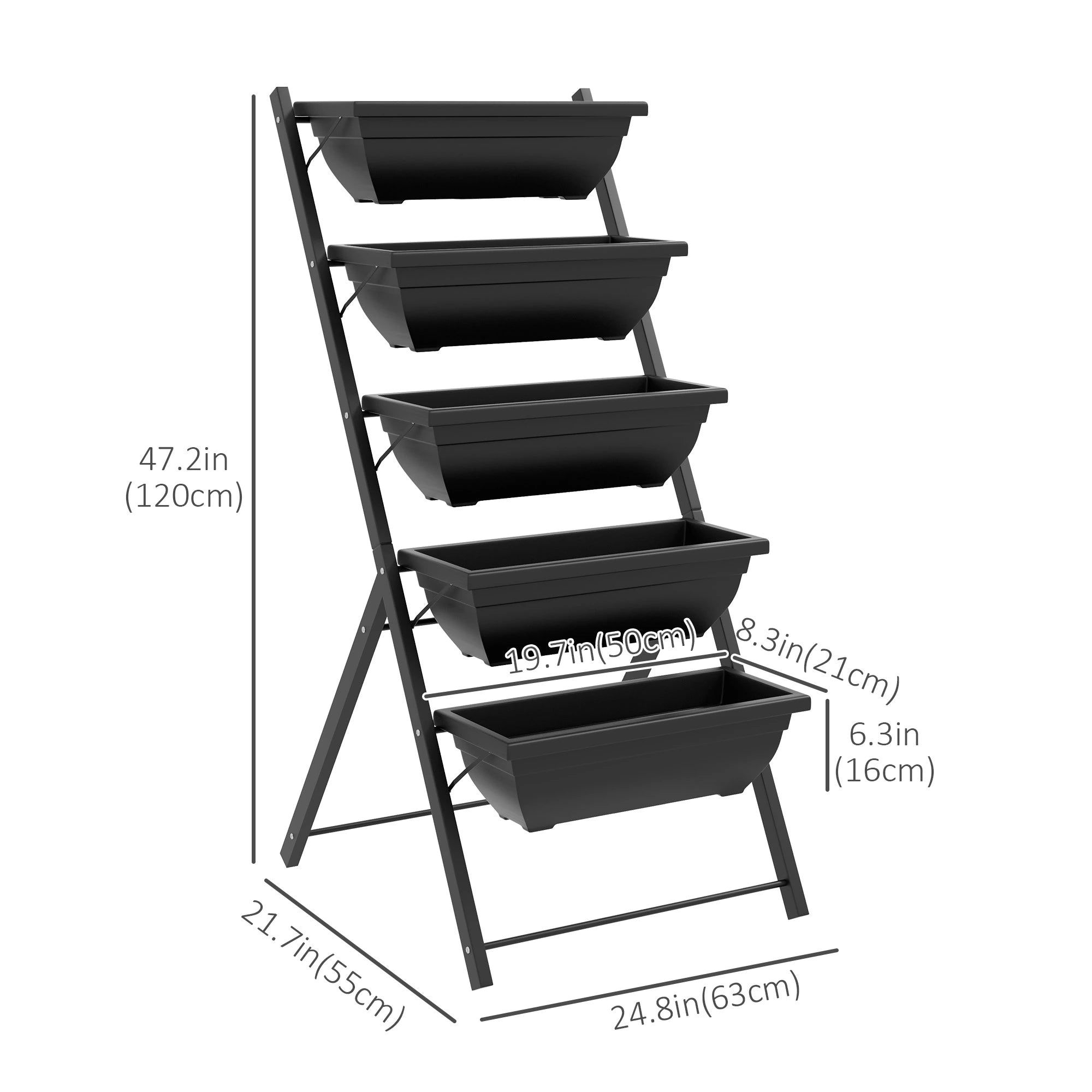 5-Tier Raised Garden Bed, 5 Planter Box, Outdoor Plant Stand, Black Plant Stands at Gallery Canada