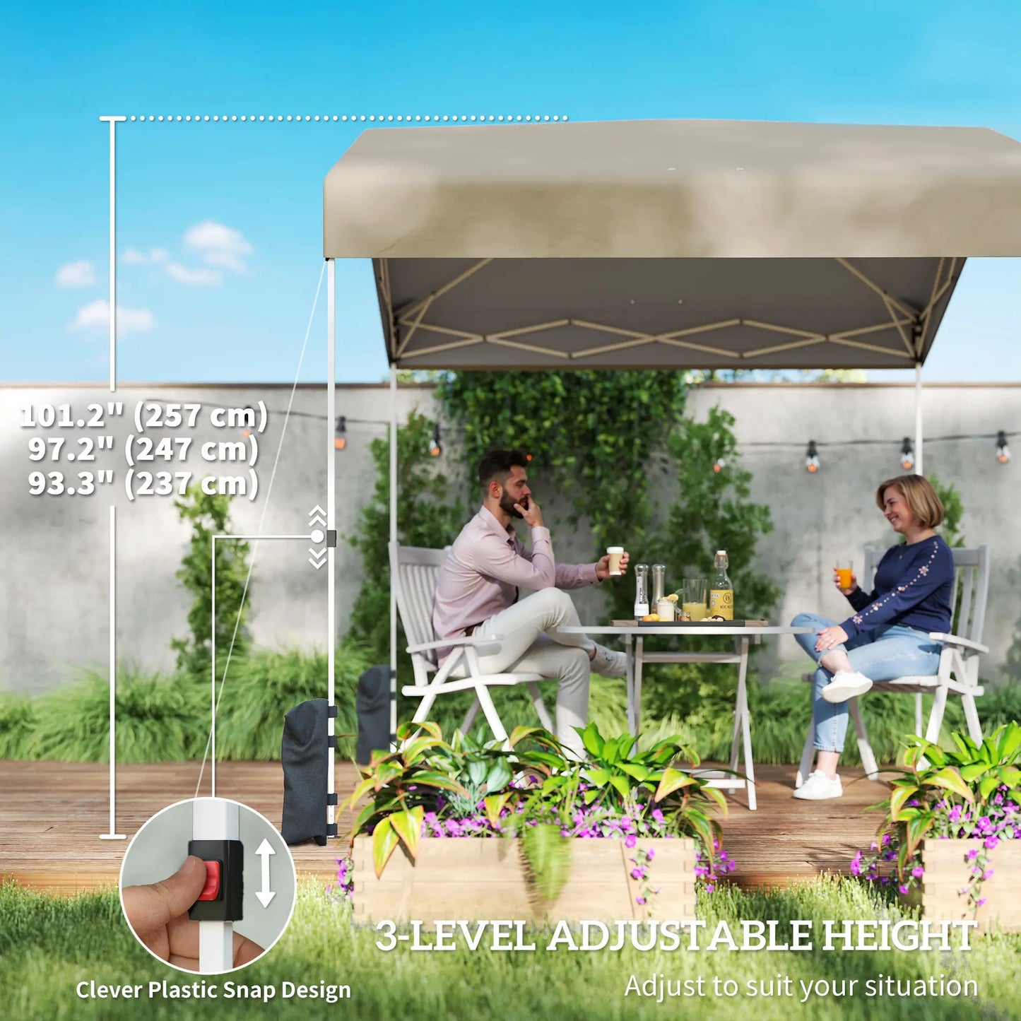 8 x 8 ft Pop Up Canopy Tent, UPF 50+ A-Frame Outdoor Instant Canopy, Beige Pop Up Canopies at Gallery Canada