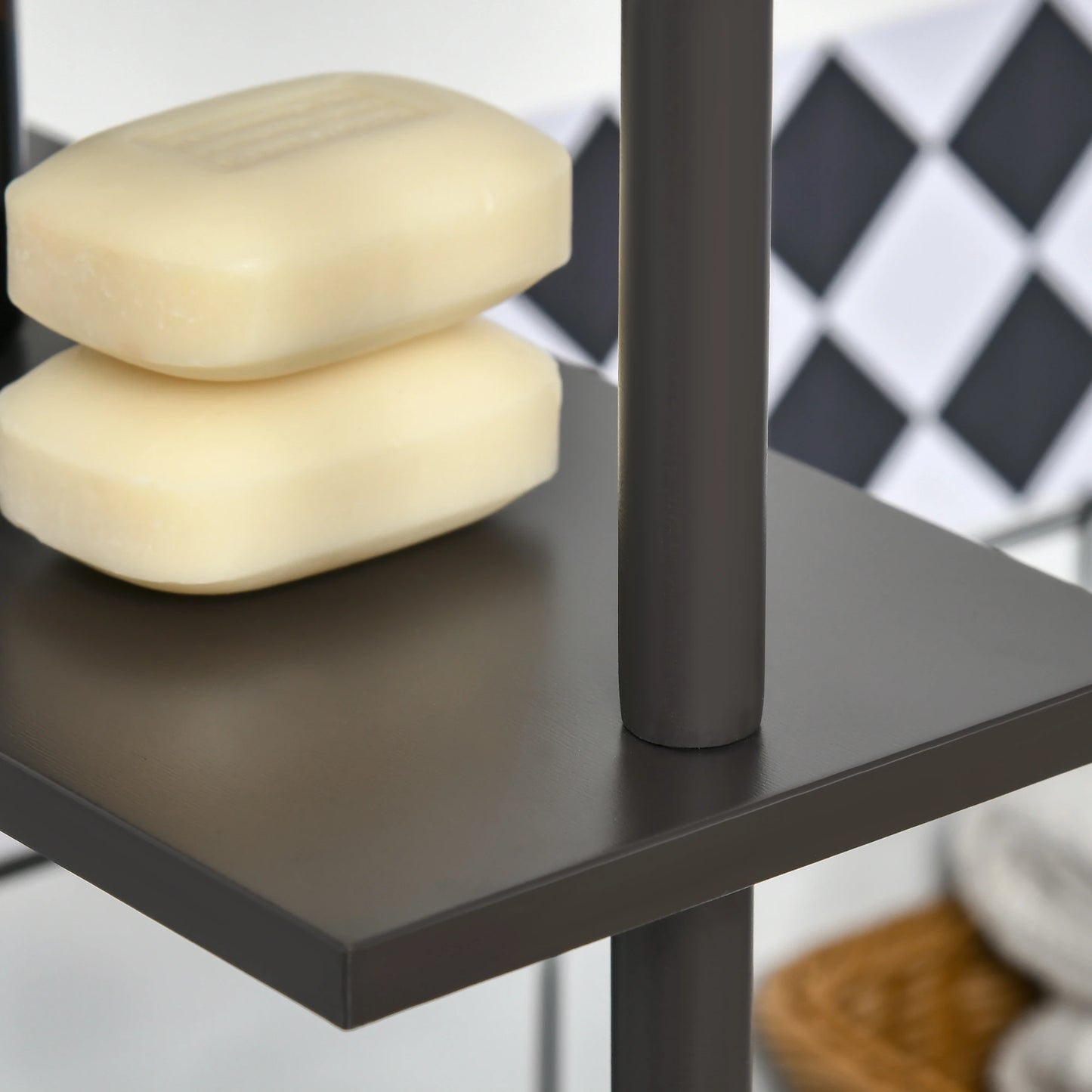 Tall Narrow Bathroom Storage Cabinet with Drawers, Open Shelves, Brown Bathroom Cabinets at Gallery Canada