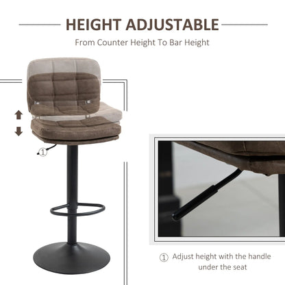 Swivel Counter Height Bar Stools Set of 2, Adjustable Height, PU Leather