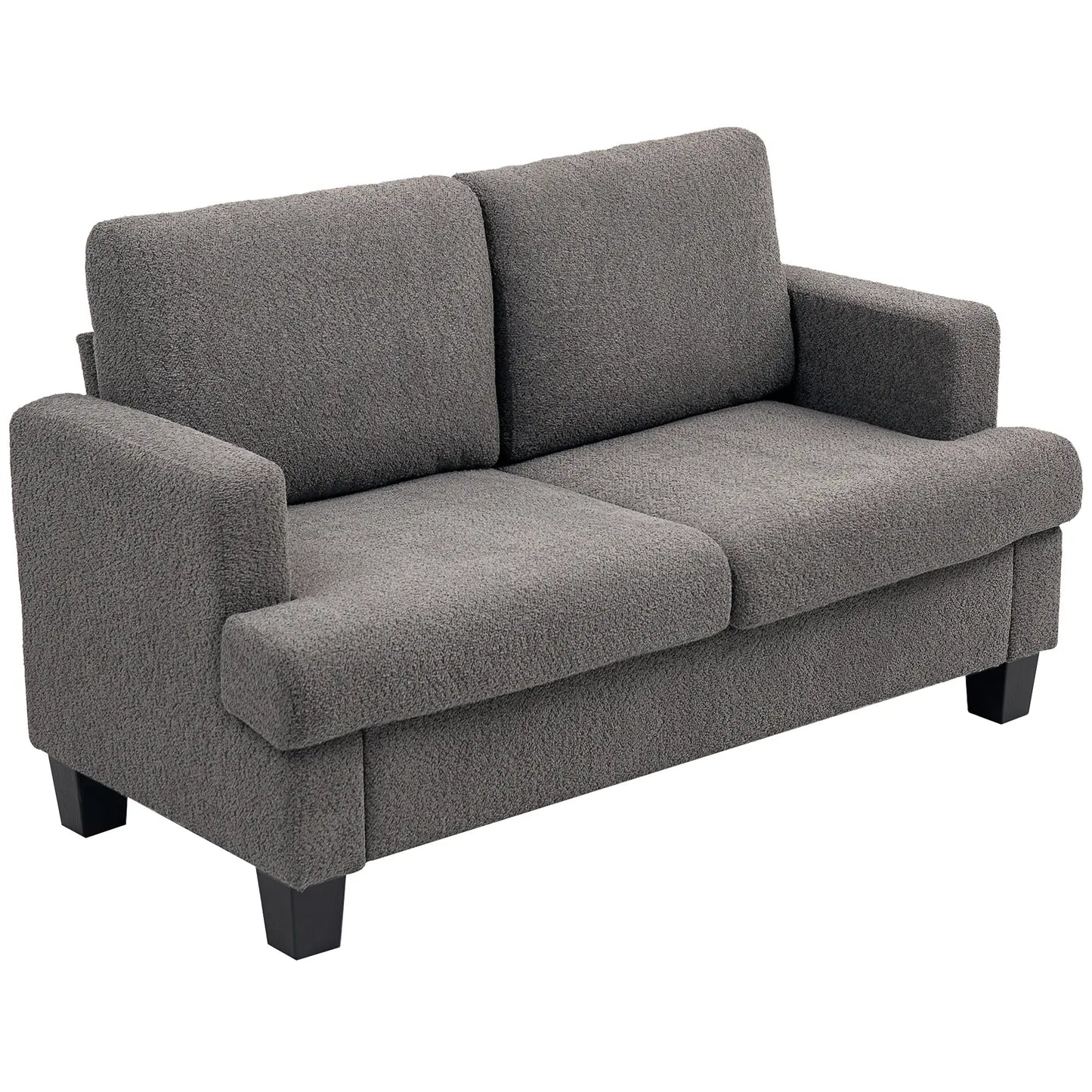 54.3" Loveseat Sofa, 2 Seater, Removable Cushions, Solid Wood Frame, Dark Grey 2-Seater Sofas Dark Grey at Gallery Canada