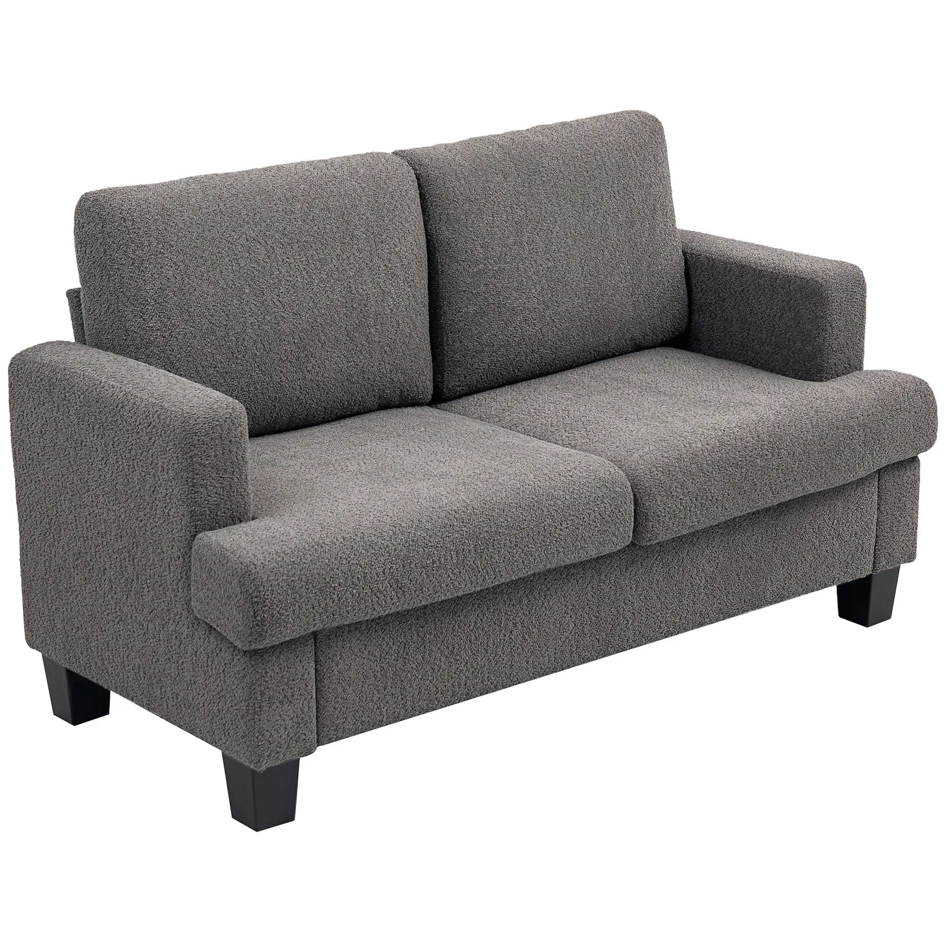 54.3" Loveseat Sofa, 2 Seater, Removable Cushions, Solid Wood Frame, Dark Grey 2-Seater Sofas Dark Grey at Gallery Canada
