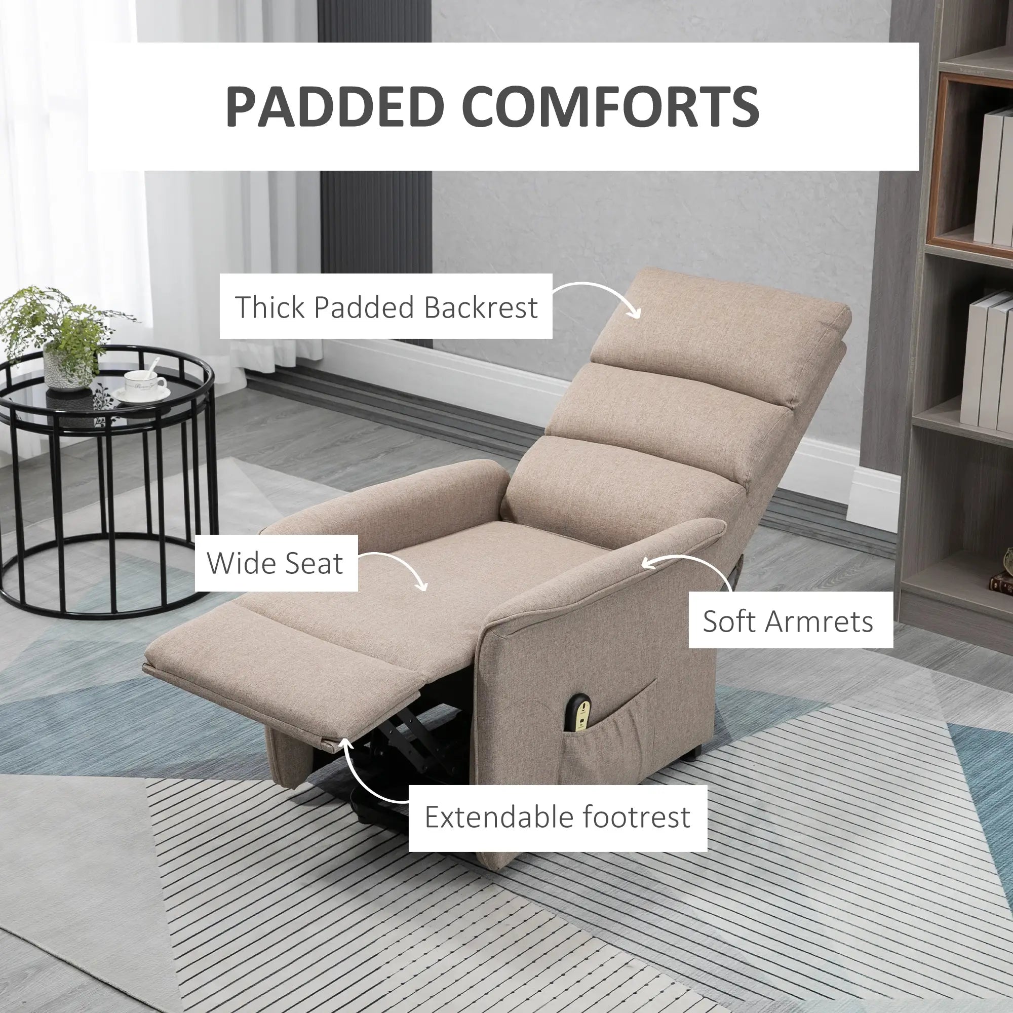 Power Lift Chair Recliner with Remote, Side Pockets, Brown Electric Power Lift Chairs at Gallery Canada