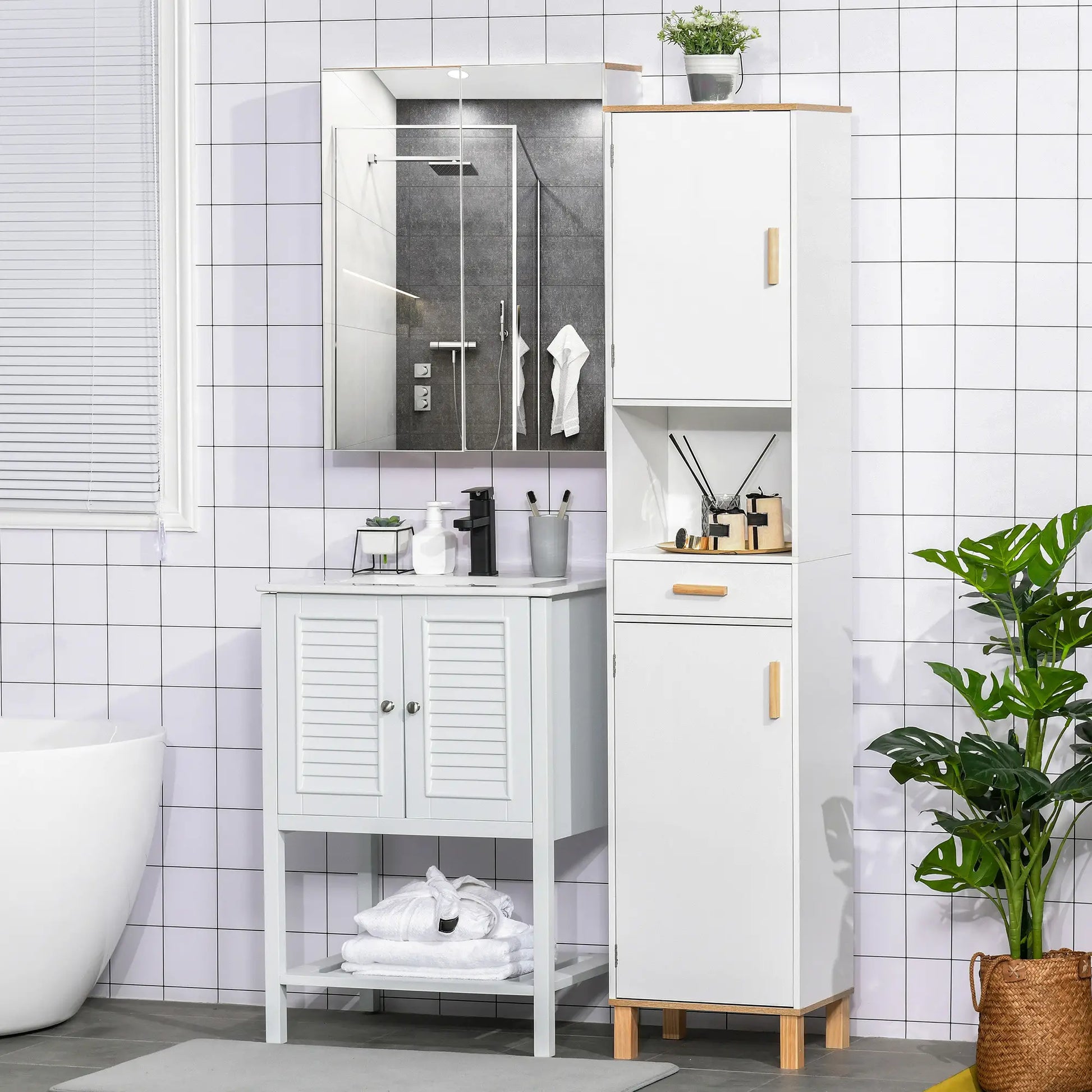 Bathroom Storage Cabinet, Floor Standing Linen Tower, White Bathroom Cabinets at Gallery Canada