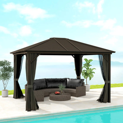 10' x 12' Hardtop Gazebo, Metal Roof, Aluminum Frame, Grey Gazebos at Gallery Canada