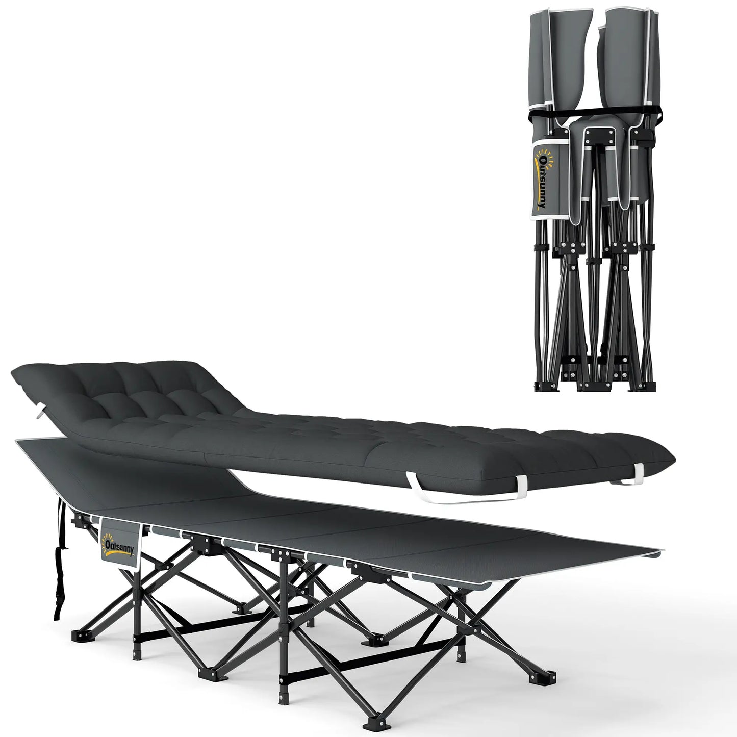 26.8" Wide Folding Bed, Camping Cot For Adults, 330 LBS Max Load, Black Camping Cots at Gallery Canada