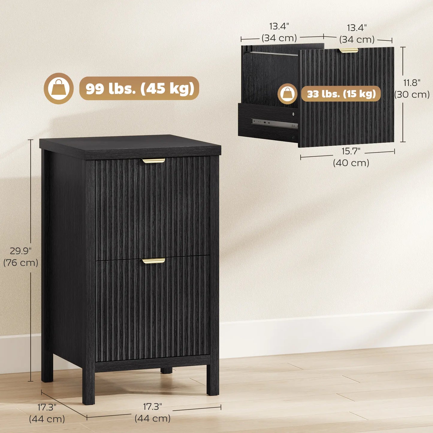 2-Drawer File Cabinet, Vertical With Silent Slides, Black Office Cabinets & Cupboards at Gallery Canada