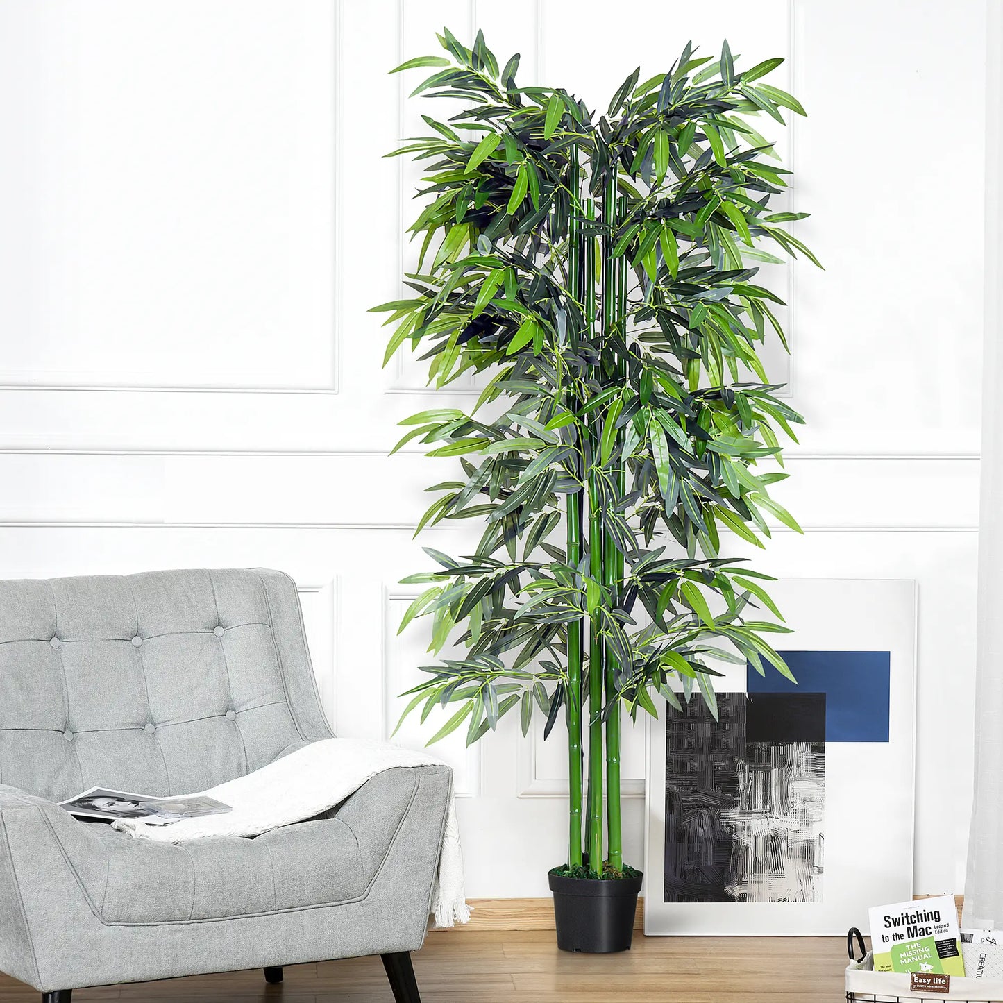 6FT Artificial Bamboo Tree, Fake Plant with Nursery Pot, Indoor Decor Artificial Trees at Gallery Canada