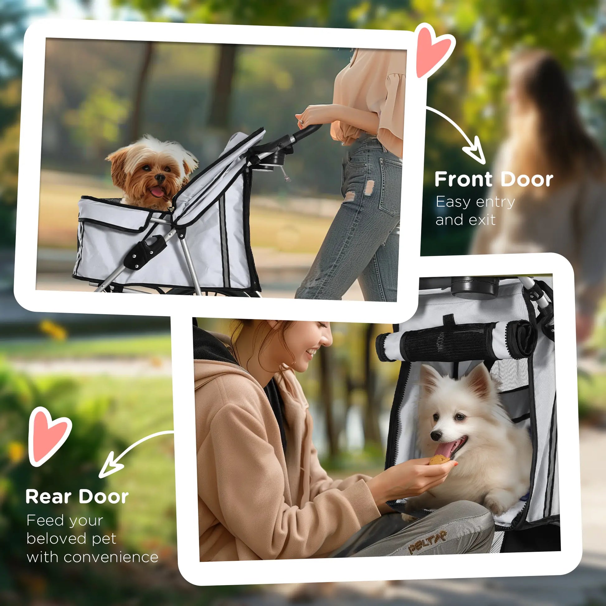 4 Wheel Dog Pet Stroller Dog Cat Carrier Folding Sunshade Canopy with Brake, Safety Leash, Cup Holder, Grey Dog Bike Trailers & Strollers at Gallery Canada