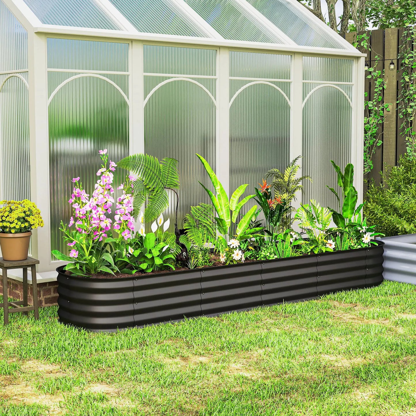 7.9 x 2 x 1ft Galvanized Raised Garden Bed Kit, Metal Planter Box, Black