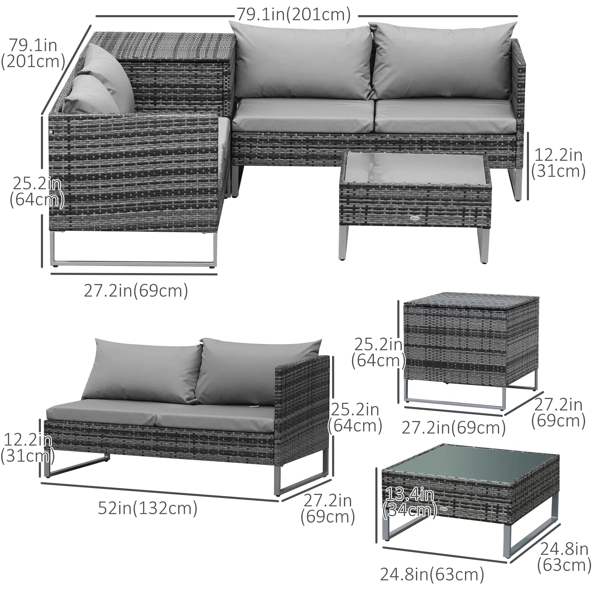 4 Piece Patio Furniture Set, Coffee Table, Corner Table, Backyard, Porch Patio Furniture Sets at Gallery Canada