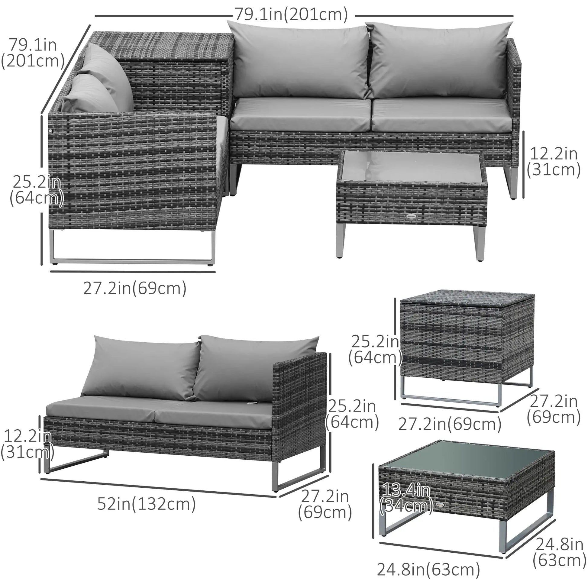 4 Piece Patio Furniture Set, Coffee Table, Corner Table, Backyard, Porch Patio Furniture Sets at Gallery Canada