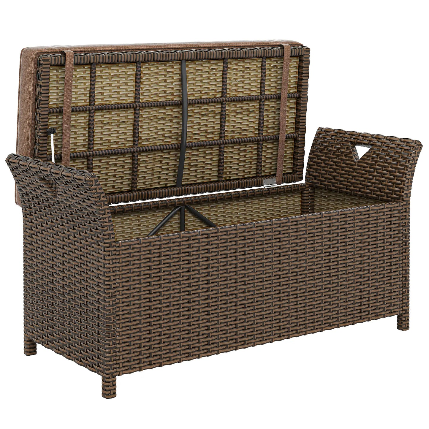 2-In-1 Outdoor Storage Bench, 29 Gallon Wicker Deck Box, Tan Patio Storage Boxes at Gallery Canada