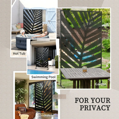 Metal Outdoor Privacy Screen, 48" x 78" H, Freestanding Garden Panel, Banana Leaf Side Awnings at Gallery Canada