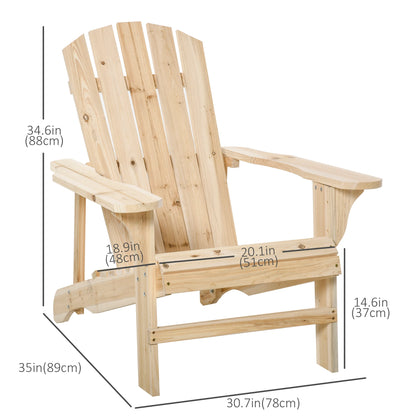 Wood Adirondack Chair, Outdoor Patio Muskoka Chair, Slatted Design, Natural Patio Chairs at Gallery Canada