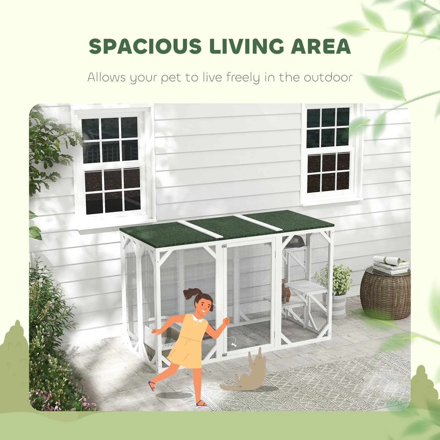 Outdoor Cat Enclosure, Waterproof Roof, Multi-Level Platforms, Lock, White Outdoor Cat Enclosures at Gallery Canada