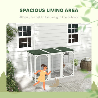 Outdoor Cat Enclosure, Waterproof Roof, Multi-Level Platforms, Lock, White Outdoor Cat Enclosures at Gallery Canada