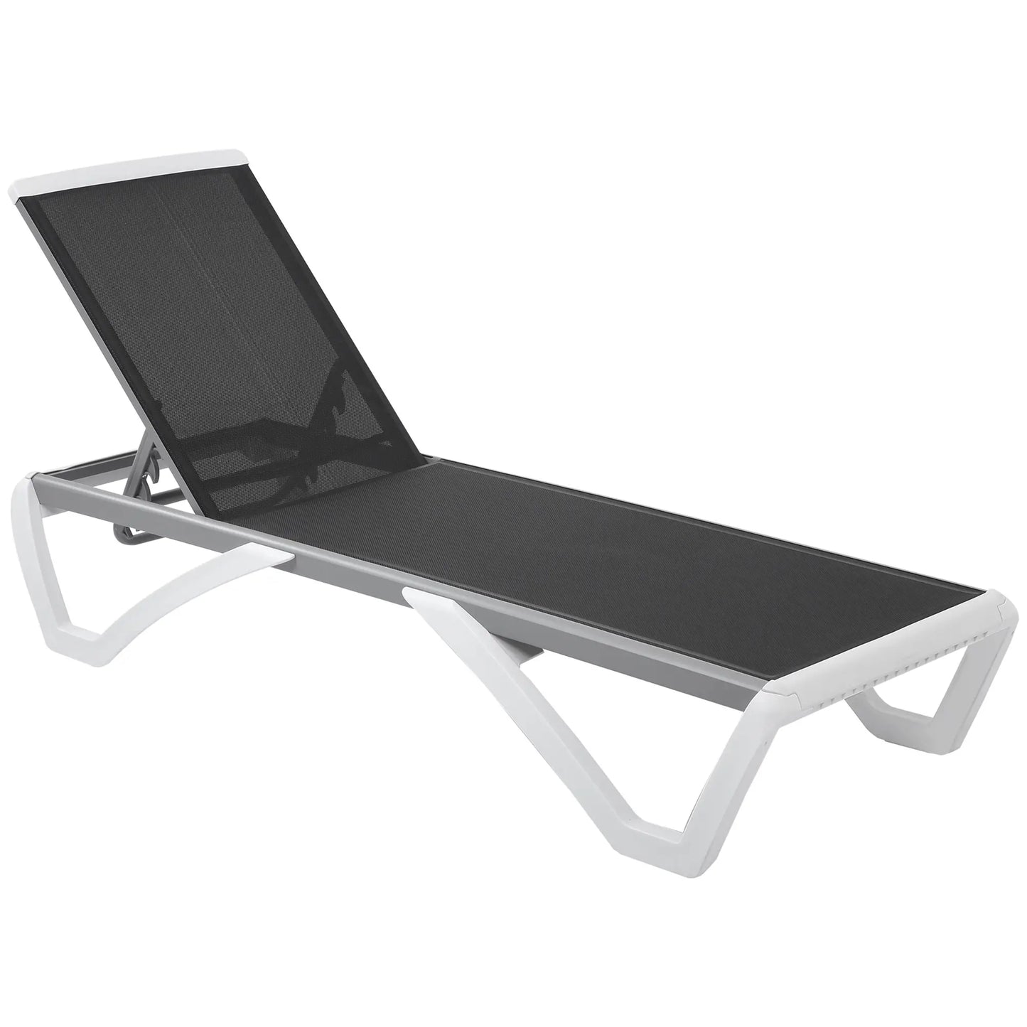 Outdoor Chaise Lounge Chair, Adjustable Back, Wheels, Mesh Fabric, Black Lounger Chairs at Gallery Canada