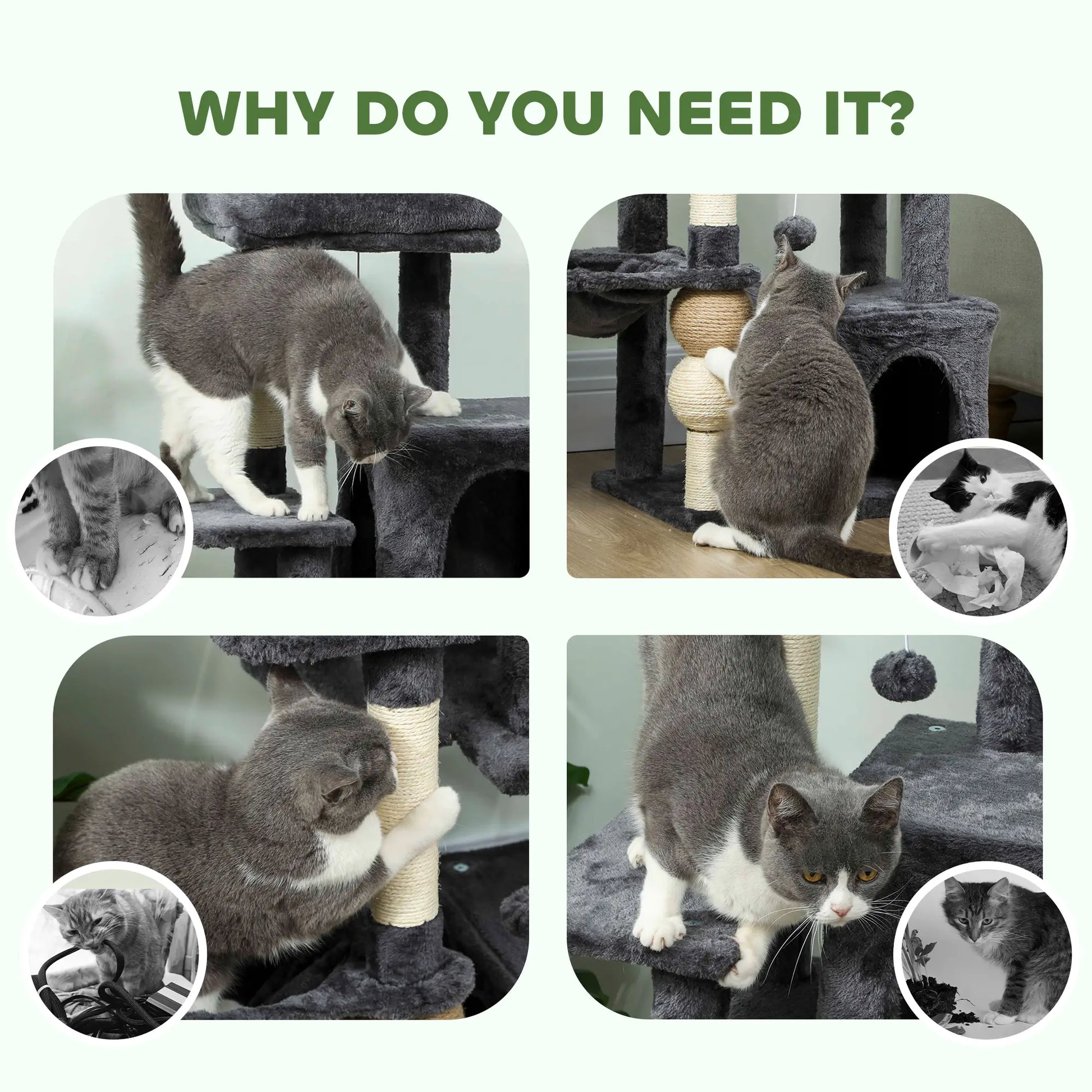 42" Cat Tree, Multi-Level with Perch, Hammock, Condos, Scratching Posts Cat Trees at Gallery Canada