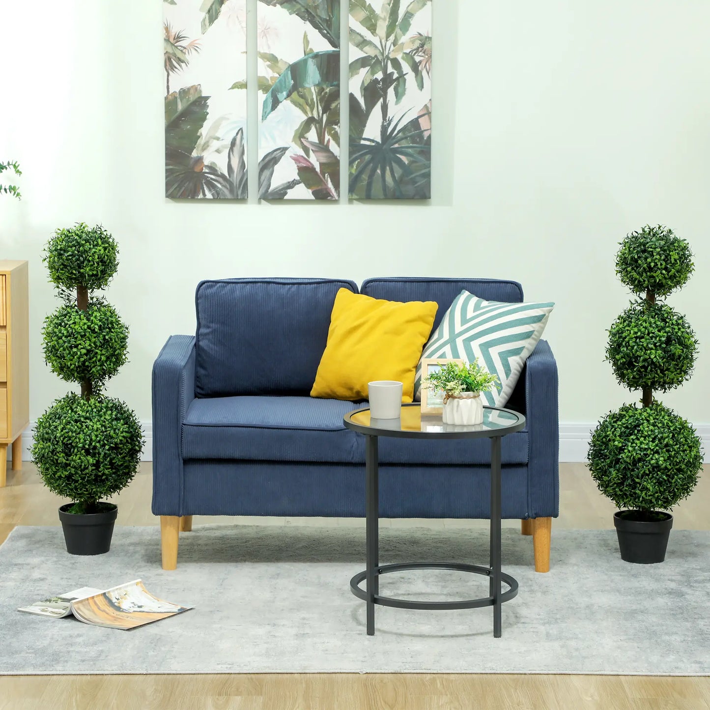 2 Pack 40" Artificial Boxwood Topiary Ball Trees, Indoor Outdoor, Green Artificial Trees at Gallery Canada