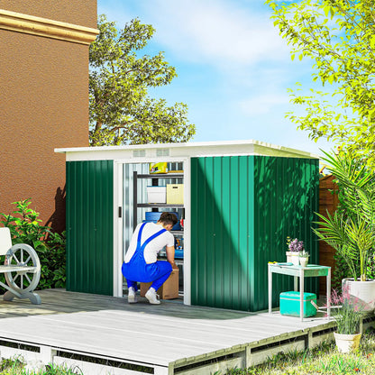 9' x 4' Metal Garden Shed, Ventilation, Doors, Dark Green Sheds at Gallery Canada