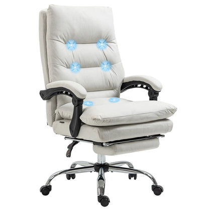Executive Office Chair with Massage and Heat, Reclining Computer Chair with Footrest, Cream White Massage Chairs at Gallery Canada