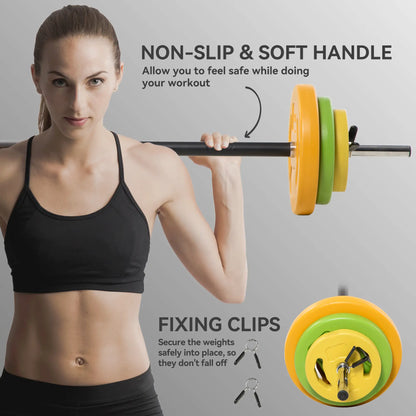44lbs Adjustable Barbell Weight Set, Non-Slip Handle, Home Gym Dumbbells & Barbells at Gallery Canada