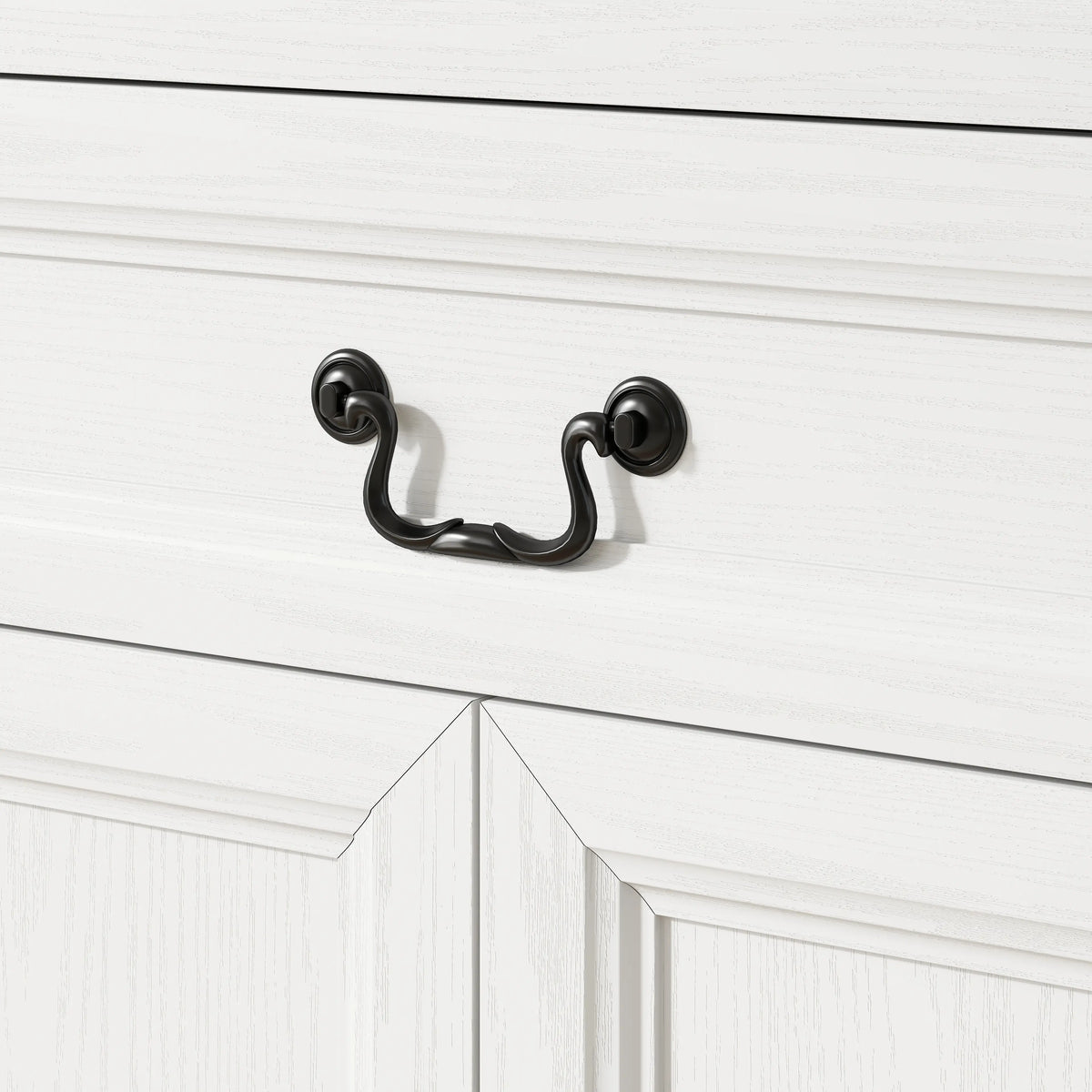 Farmhouse Sideboard with Charging Station, 58 Inch Buffet Cabinet, White Storage Cabinets at Gallery Canada