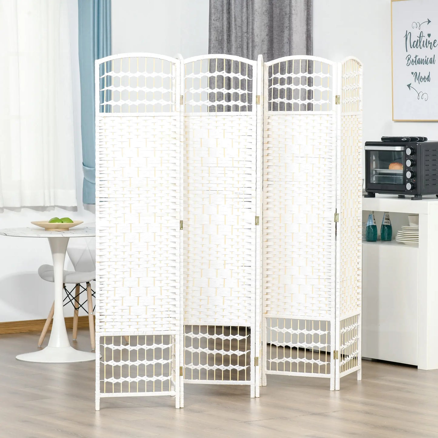 6 Panel Room Divider, 5.6 ft Tall, Folding Privacy Screen, White Room Dividers at Gallery Canada