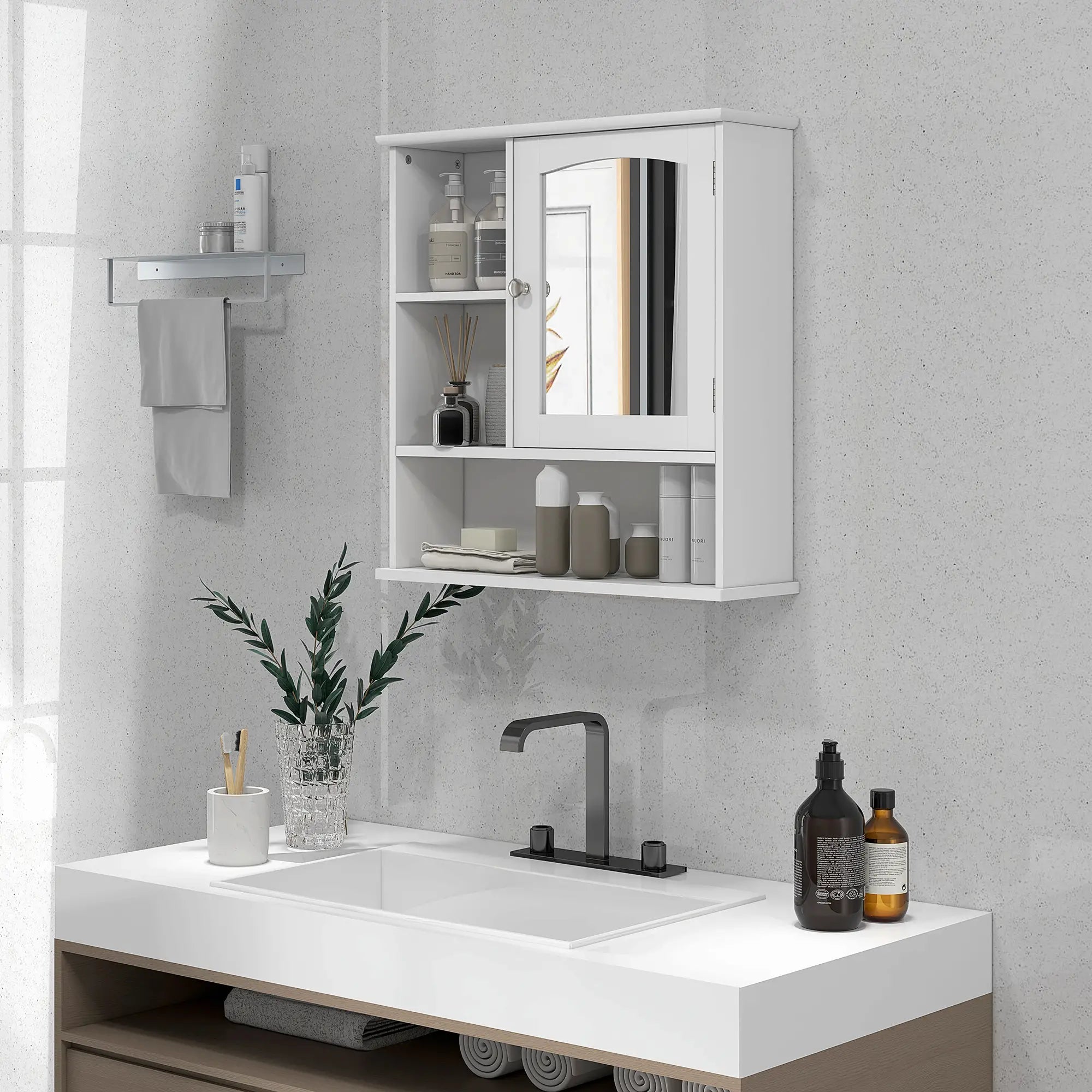 Wall-Mounted Medicine Cabinet, Bathroom Mirror with Shelves, White Mirror Medicine Cabinets at Gallery Canada