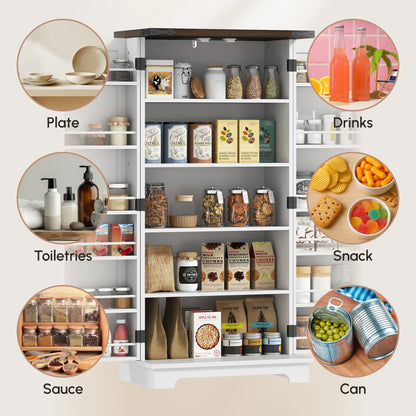 47" Kitchen Pantry Cabinet, Adjustable Shelves, White Kitchen Pantry Cabinets at Gallery Canada