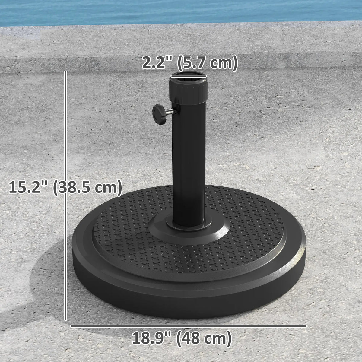 48 Lbs Patio Umbrella Base, Round HDPE, For 1.5" Or 1.9" Poles, Φ18.9" X 15.2" H, Black Umbrella Bases at Gallery Canada