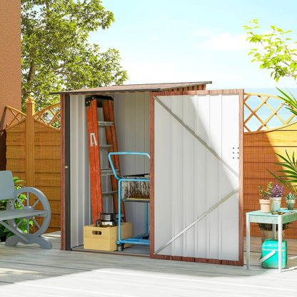 3.3' x 3.4' Lean-To Garden Storage Shed, Galvanized Steel Tool House, Teak Sheds at Gallery Canada