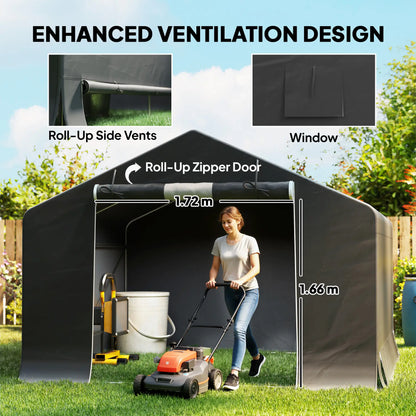 10' x 10' Portable Shed, Waterproof Bike Tent, Dark Grey Sheds at Gallery Canada