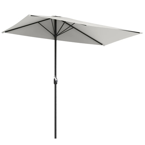 8ft Half Umbrella, Outdoor Balcony Parasol, Cream White