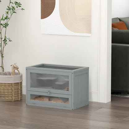 24 Inch Hamster Cage, 2 Levels, Openable Roof, Run Space, Grey Hamster Cages at Gallery Canada