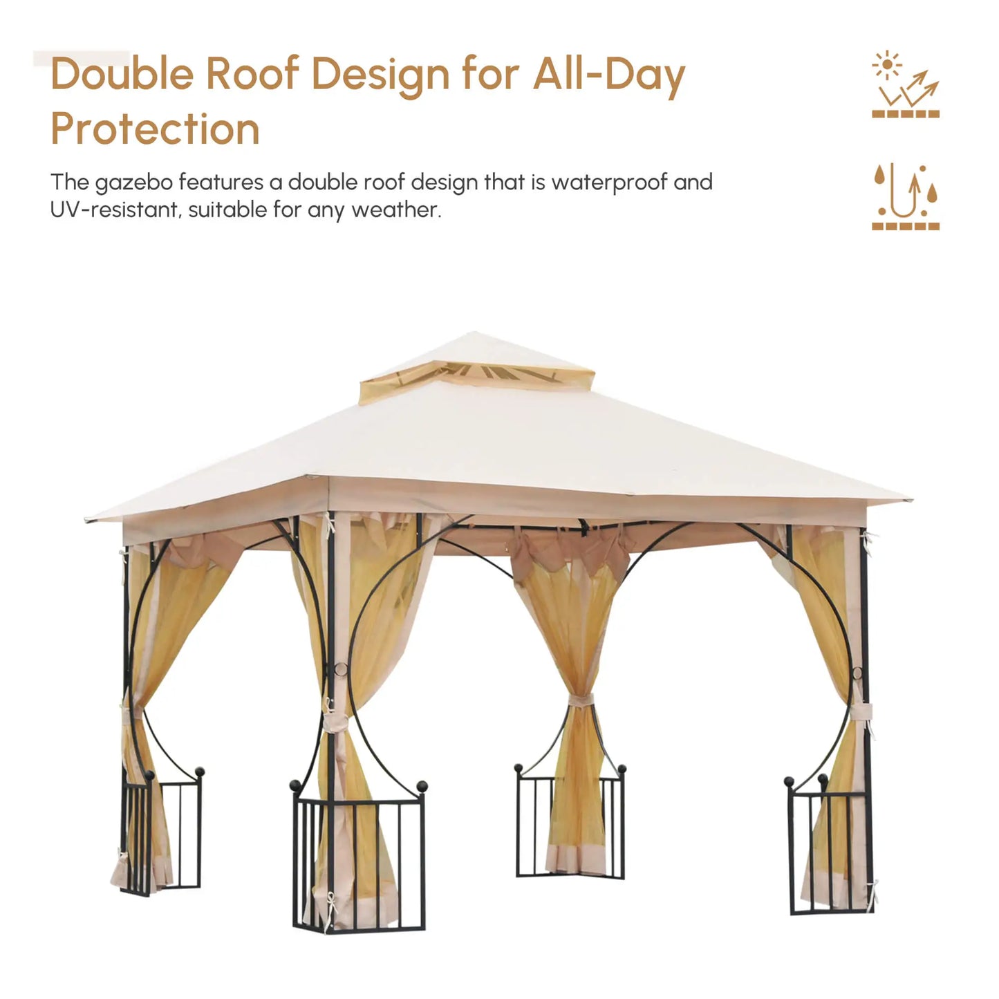 10'x10' Patio Gazebo, Outdoor Garden Canopy, Mosquito Netting Gazebos at Gallery Canada