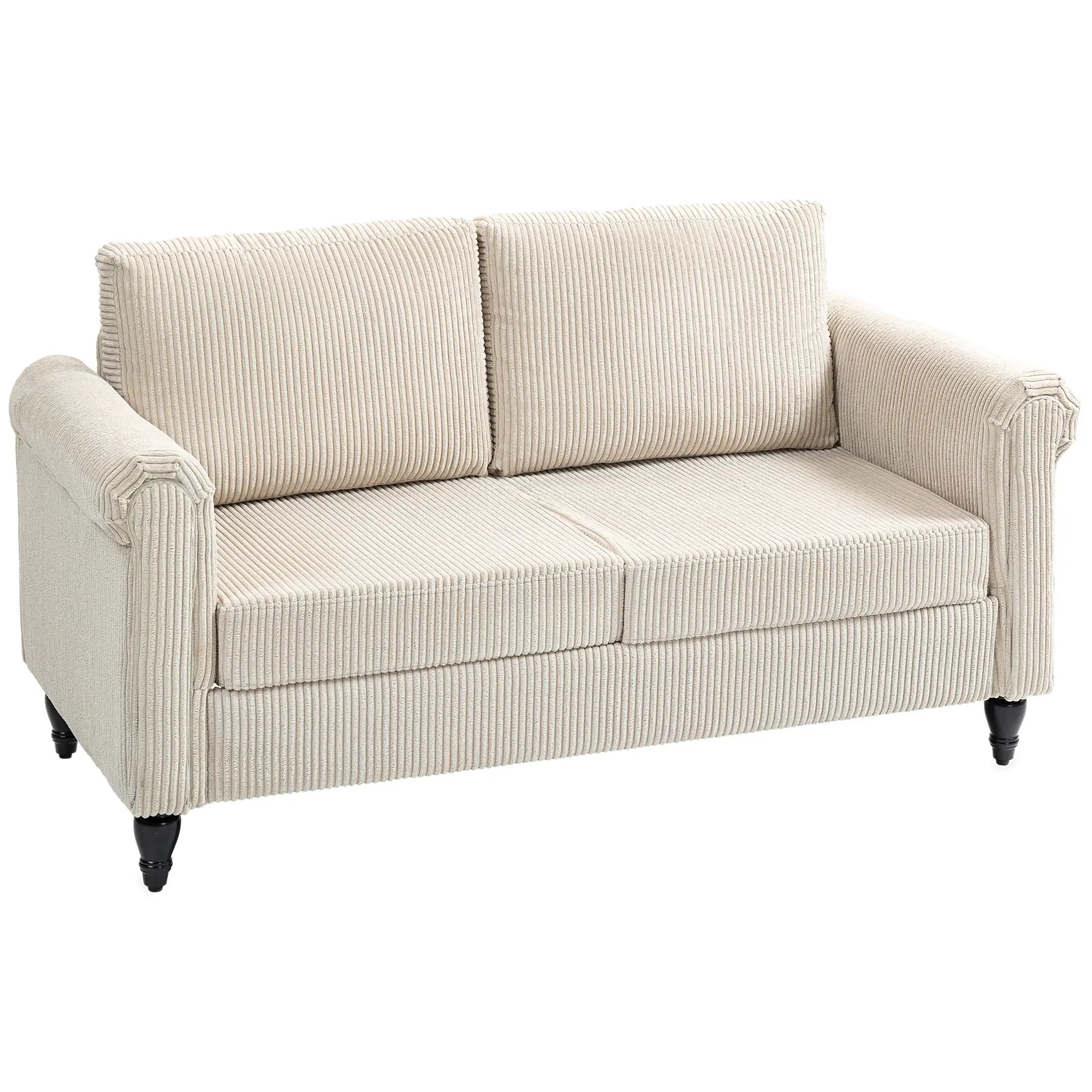 Vintage Loveseat, Upholstered 2 Seater Sofa, Beige 2-Seater Sofas Beige, Black at Gallery Canada