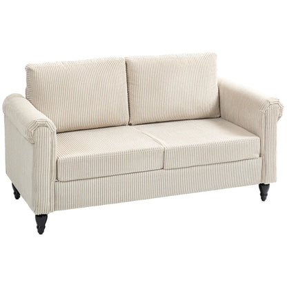 Vintage Loveseat, Upholstered 2 Seater Sofa, Beige 2-Seater Sofas Beige, Black at Gallery Canada