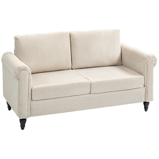Vintage Loveseat, Upholstered 2 Seater Sofa, Beige 2-Seater Sofas Beige, Black at Gallery Canada